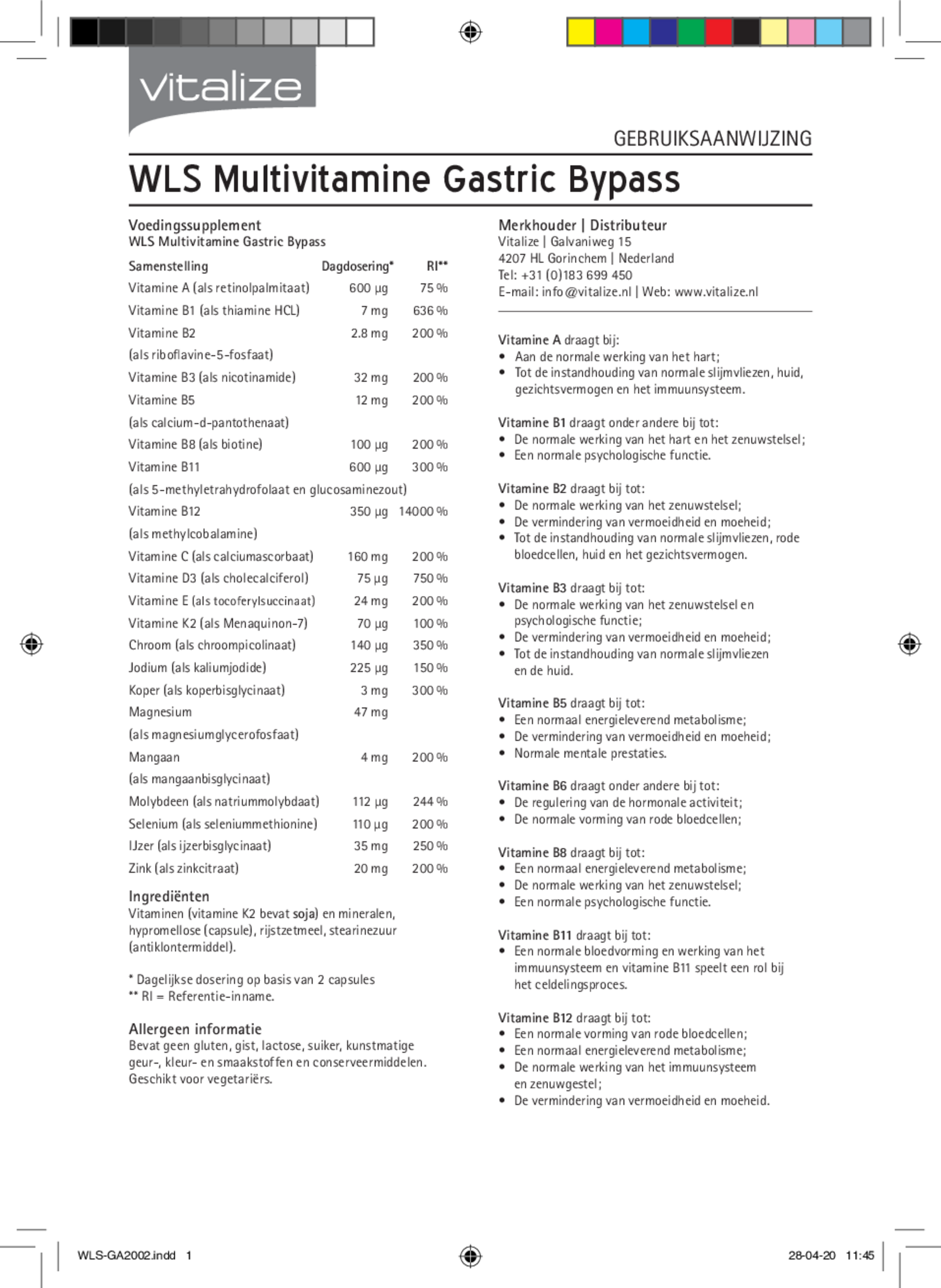 WLS Multivitamine Gastric Bypass afbeelding van document #1, bijsluiter